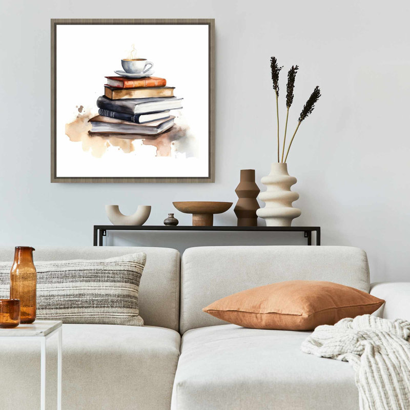 Toile abstraite blanche encadrée minimaliste - livres apaisants
