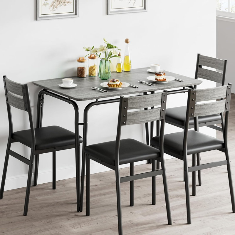 Table de salle à manger pour 4 personnes, ensemble de 4 petites tables et chaises, ensemble de repas carré pour 4 personnes, ensemble de table de salle à manger, ensembles de cuisine et de salle à manger 5 pièces pour petits espaces