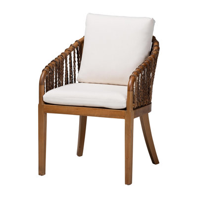 Chaise de salle à manger bali & pari Varen en jonc de mer et bois d'acajou
