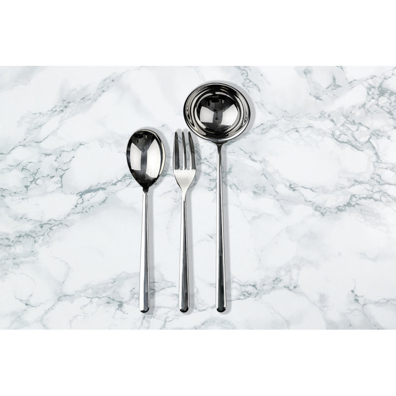 Ensemble de service 3 pièces (cuillère fourchette et louche) Linea noir Oro Nero, Argent