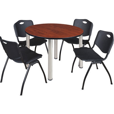 Plateau de table Kee, 4 chaises empilables
