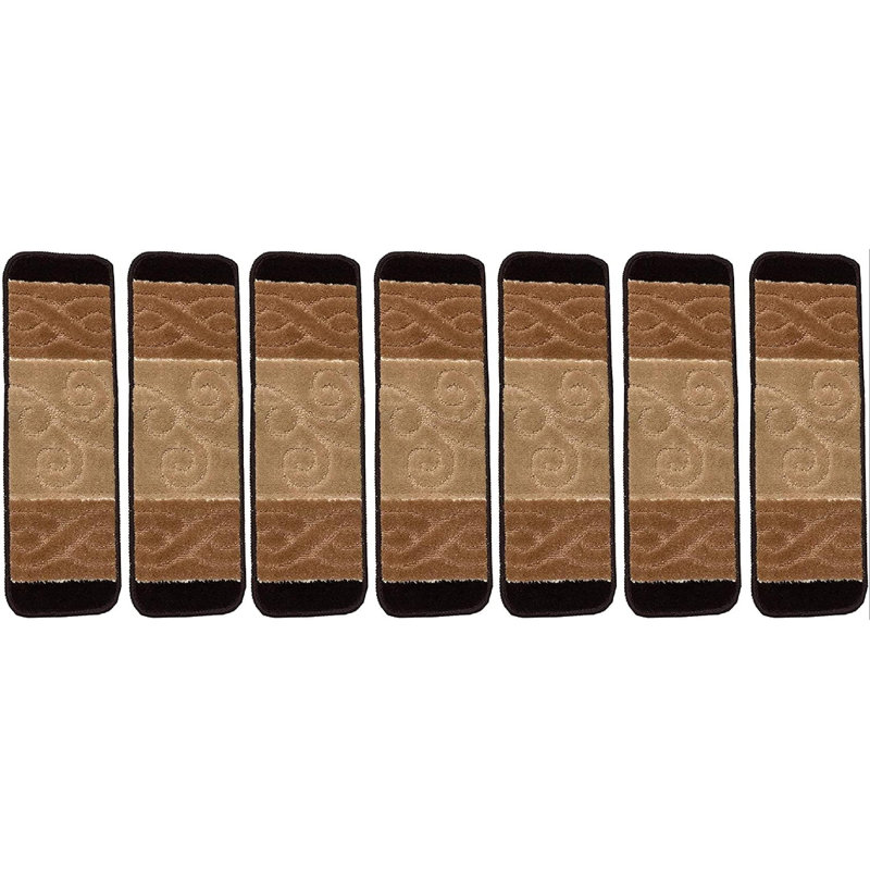 Tapis d'escalier beige Caylee, Beige, 8,5 po x 30 po