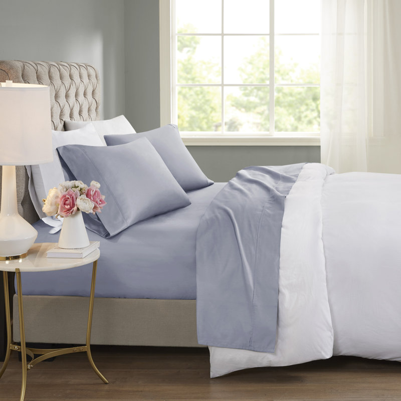 600 Thread Count Cotton Blend 4 Piece Sheet Set, King, Blue