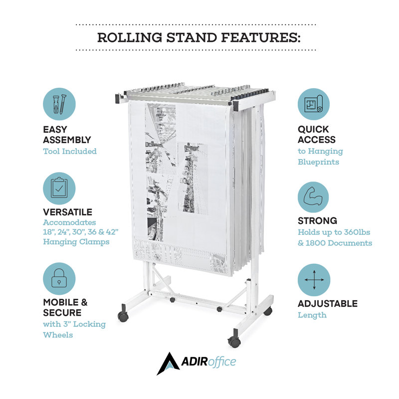 Gray Expandable Mobile Blueprint Plan Center with Steel Frame