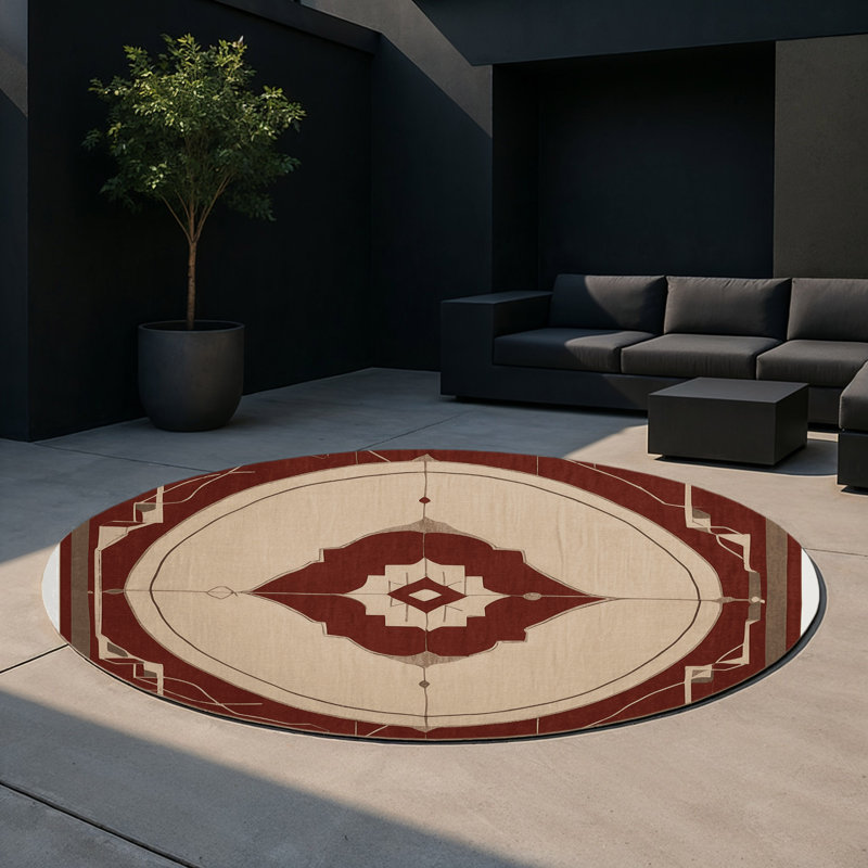 Parallel Realms Indoor And Outdoor Area Rug, Round 5'
