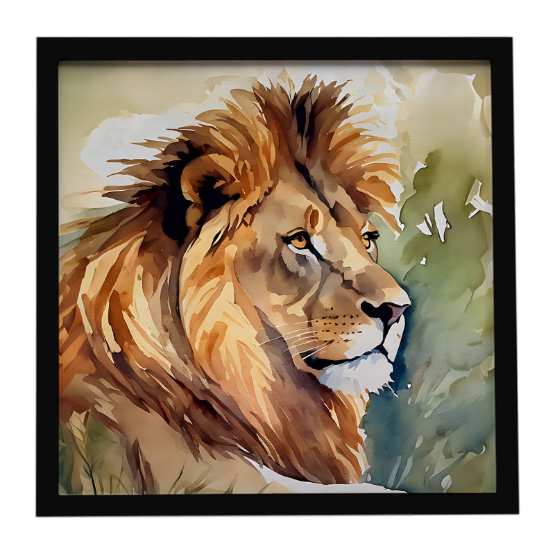 Lion, impression sur métal encadrée