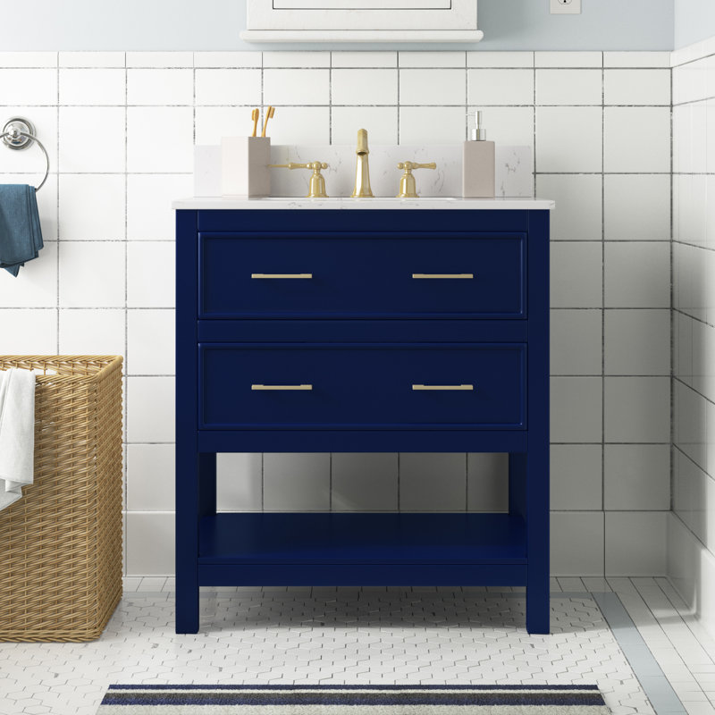 Ensemble de meuble-lavabo simple 30 po Jimerson, Bleu