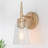 1-Light Gold Cone Wall Sconce Lamp with Clear Glass Up or Down Direction for for Damp Indoor-1475791135