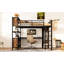 Robuste, grand lit, lit mezzanine en métal, bureau, garde-robe, garde-corps complet, espace de lecture en L pour chambre d'adolescent, solution peu encombrante, petit