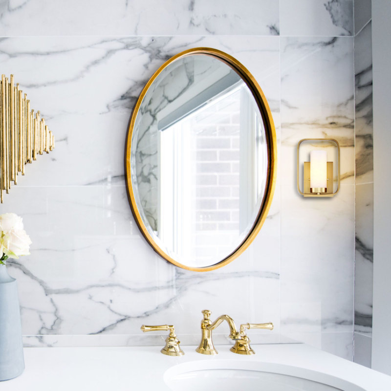 Wall Sconce, Soft Gold, Satin Opal
