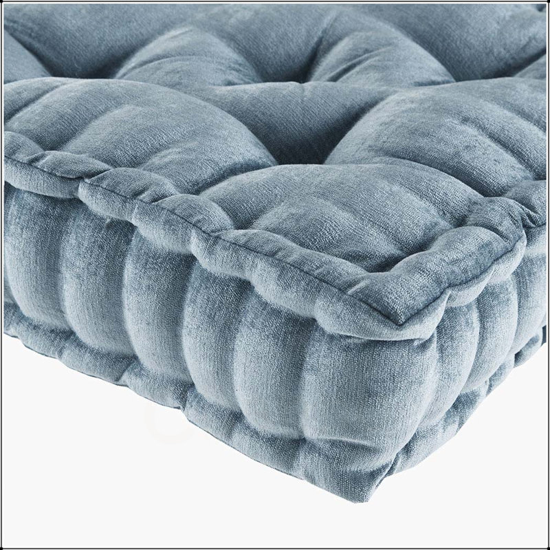 Coussin de sol carré en poly chenille, Turquoise