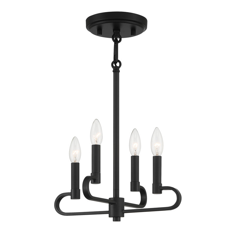 Lustre convertible 4 lumières Maeliyah, Noir mat