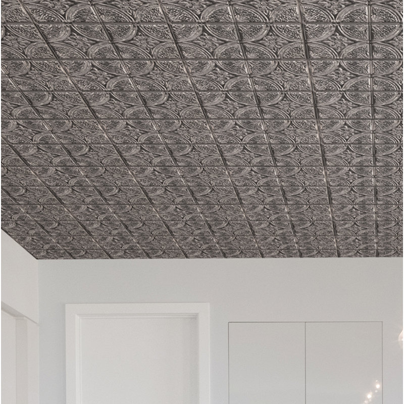 Camden 10'' W x 10'' L Vinyl Peel and Stick Mosaic Tile, Antique Silver
