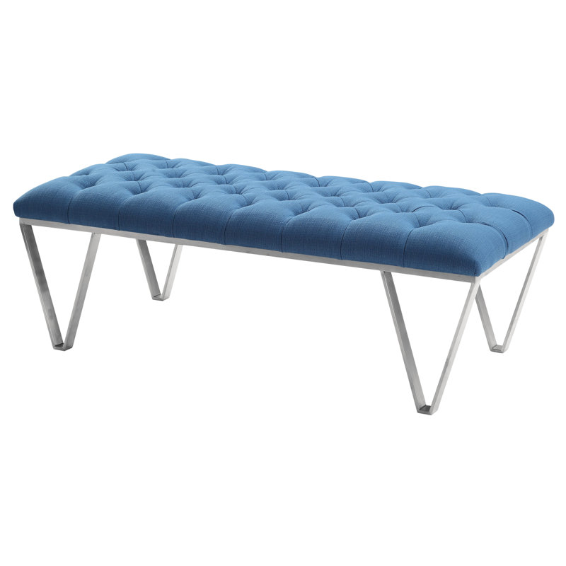 Klar Polyester Blend Upholstered Bench, Blue