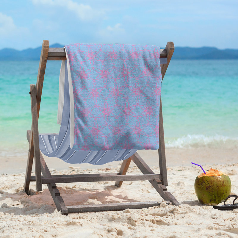 Katelyn Elizabeth Cotton Blend Beach Towel, Blue/Pink