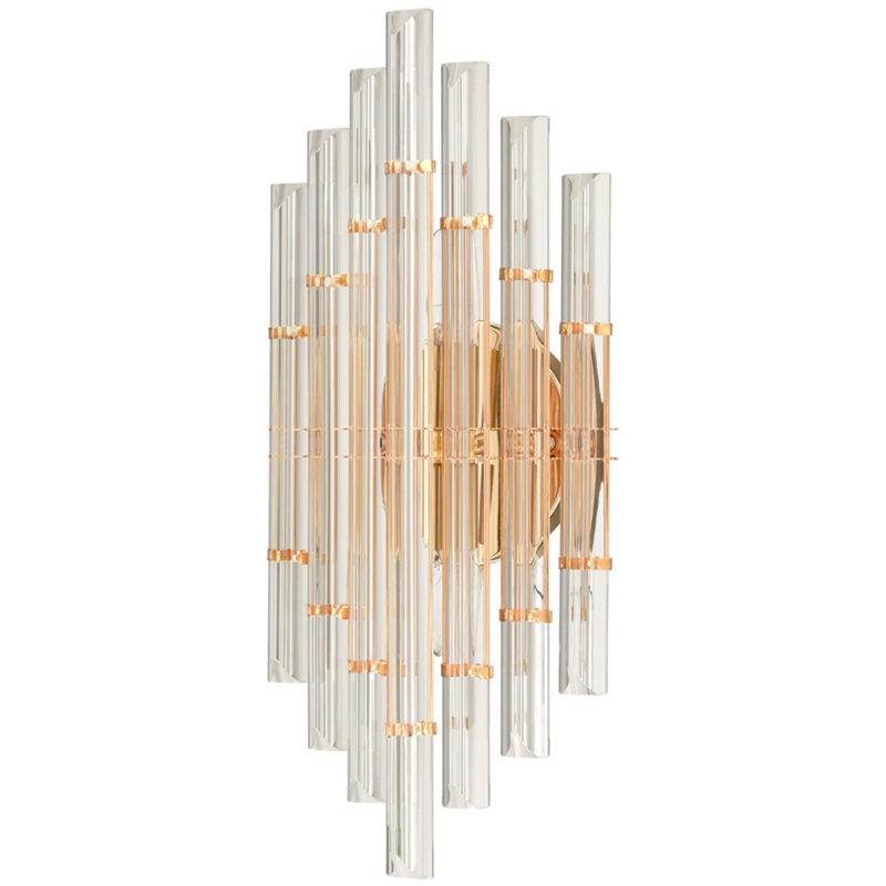 Derica Flush Mounted Sconce, Brass, Clear