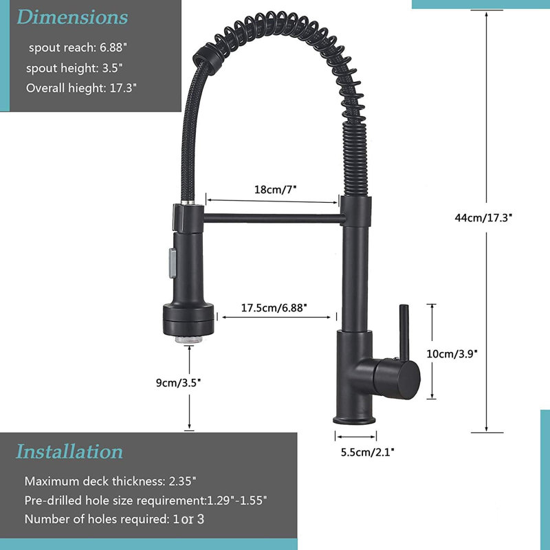 LED Light Kitchen Faucet with Pull Down Sprayer Industrial Single Handle Faucet for Farmhouse Camper Laundry Utility Rv Wet Bar Sinks