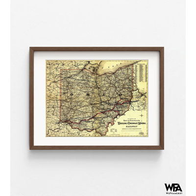 Wheeling And Cincinnati Mineral Railway 1882, Historic Railroad Map, Wheeling Railway Poster, Railway Routes Poster, Old Railroad Poster