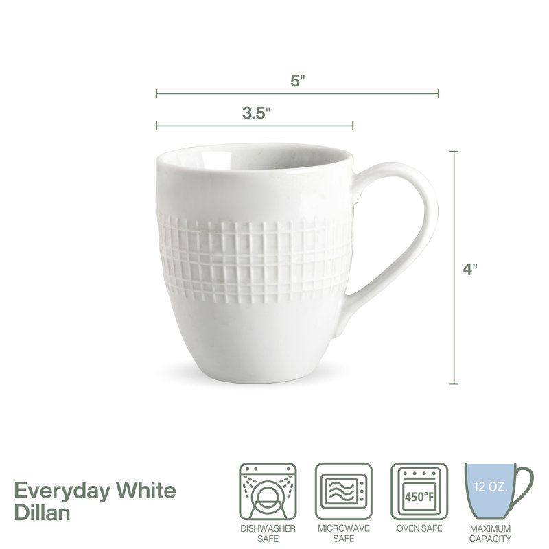 Fitz And Floyd Everyday White Dillan Mug, Set Of 4