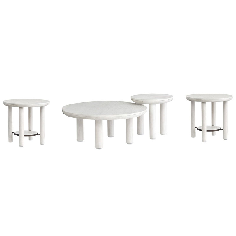 Table de bout gigogne avec 2 tables de bout rondes, 4 pièces: 2 tables basses, 2 tables de bout
