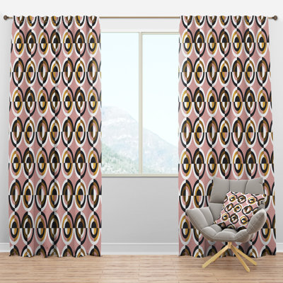 Panneau de rideau simple semi-diaphane avec passe-tringle Mid-Century