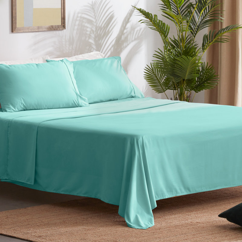 Microfiber Twill Sheet Set, Green, Twin Sheet Set with Fitted Sheet