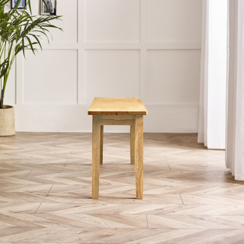 Alissah Rubberwood Extending Dining Table Set - Traditional Rustic Farmhouse Style, Oak, 4 Pieces: Table, Bench, 2 Chairs