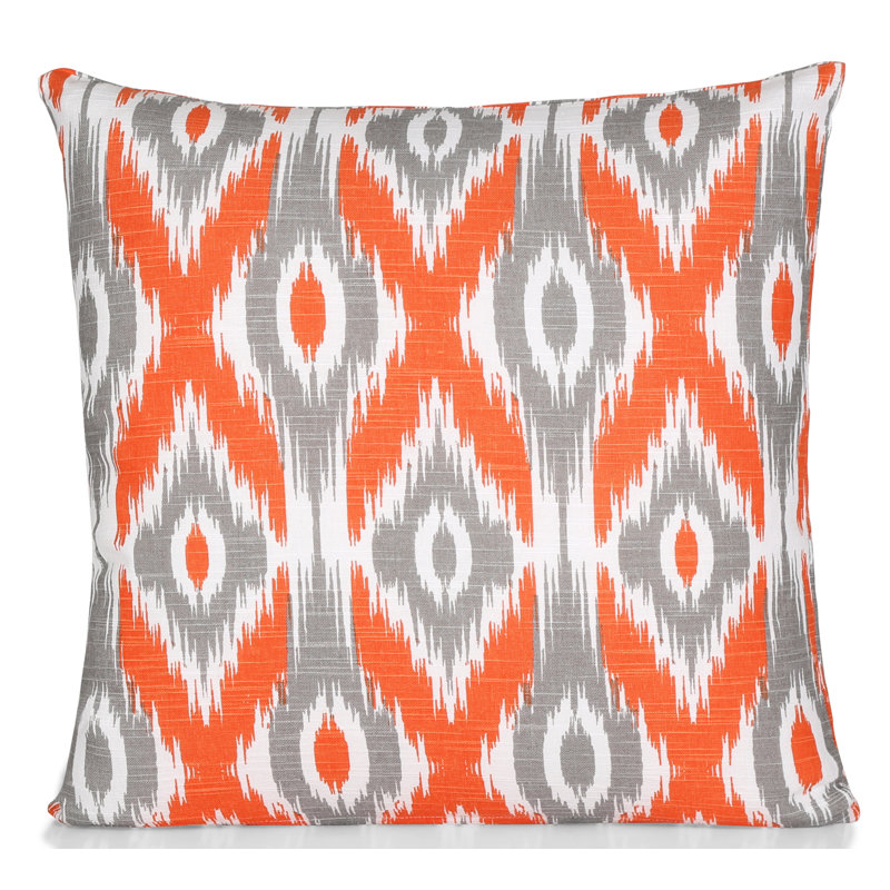 Loyd Ikat Square Throw Cushion Cover, Orange