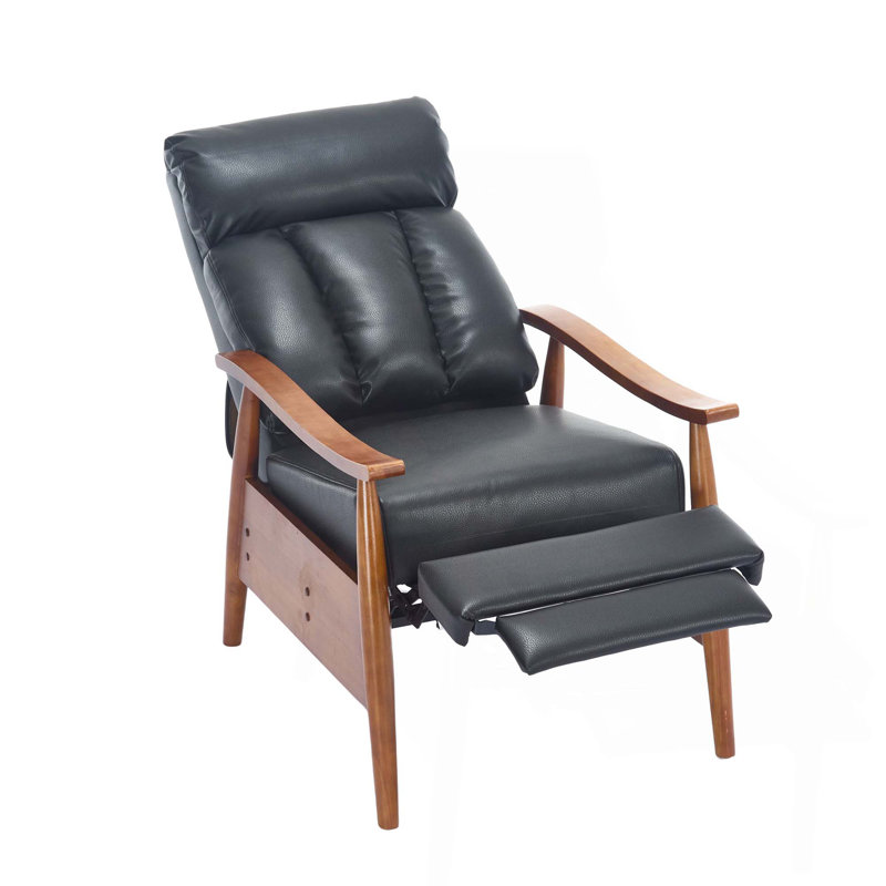 Fauteuil à cadre en bois, fauteuil d'appoint moderne pour le salon, Cuir PU noir