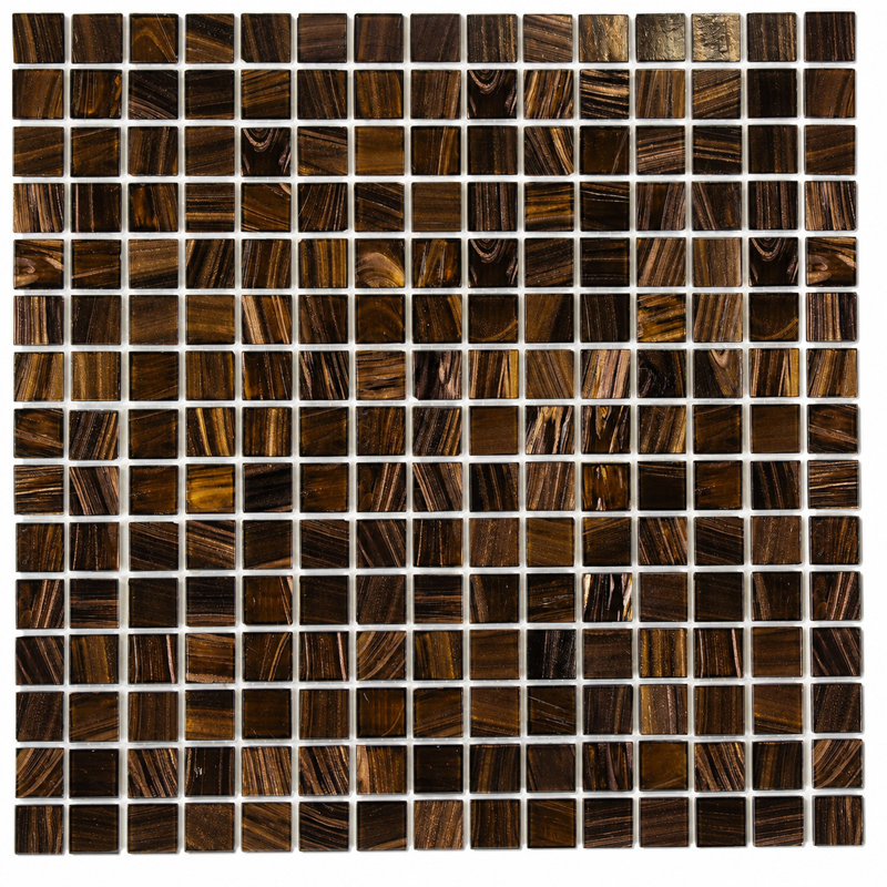 Mosaïque de verre Toscana 0,8 po x 0,8 po pour murs et sols, Brun doré