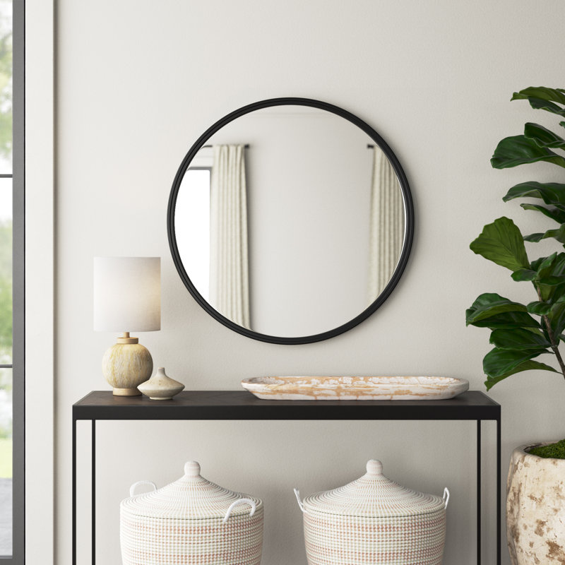 Chertsey Metal Flat Wall Mirror, Black