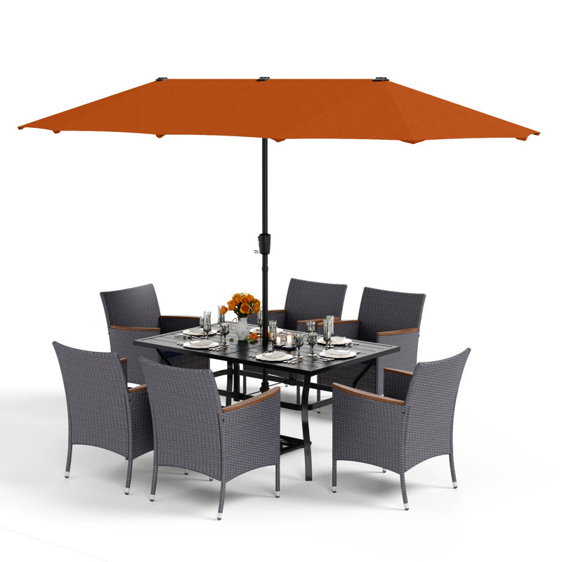 Leonard 6 - Person Patio Dining Set with Rectangular Table , Cushions Included