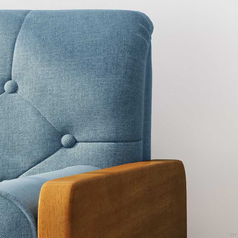 Fauteuil en polyester touffeté de 95,88 cm de large Haiden, Tissu bleu
