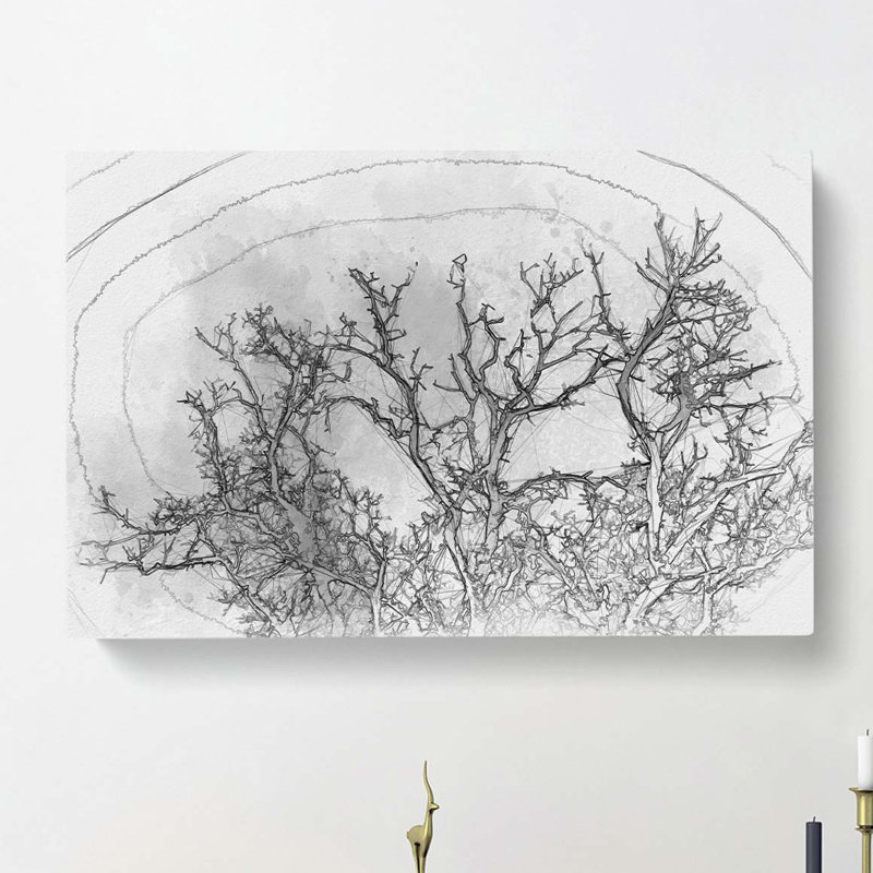 Bird in a Winter Tree in Abstract - Wrapped Canvas, 35cm H x 50cm W x 3cm D