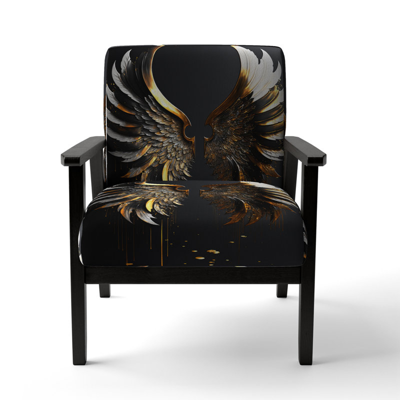 Fauteuil de 23 po de large Dabrielle, Mélange de polyester doré / noir