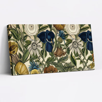 Floral Botanical Pattern Canvas Wrapped Wall Art Set Of 1
