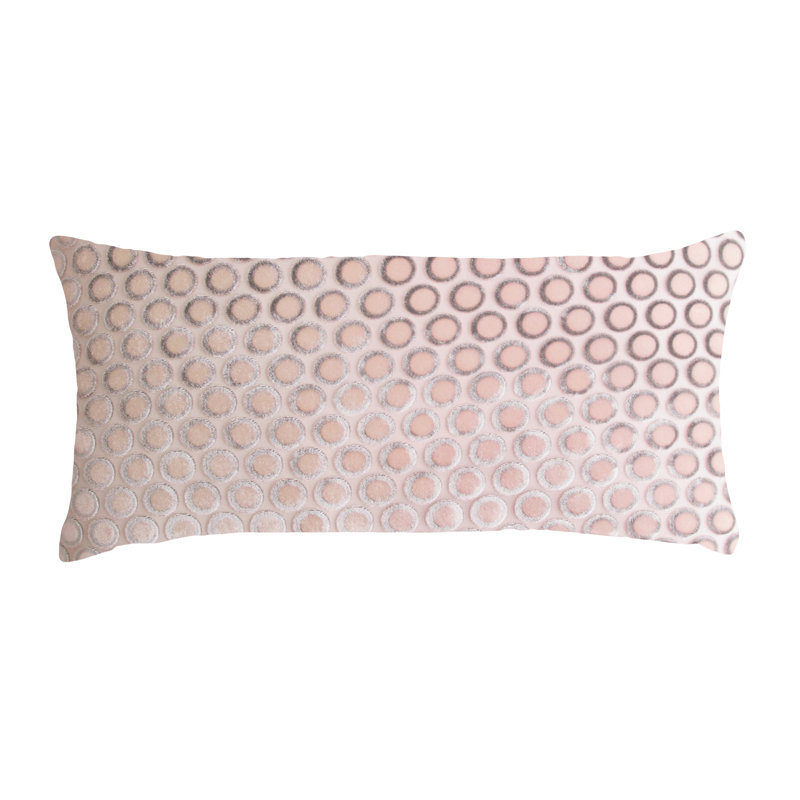 Dots Rectangle Velvet Pillow Cover & Insert, Blush, 7" x 15"