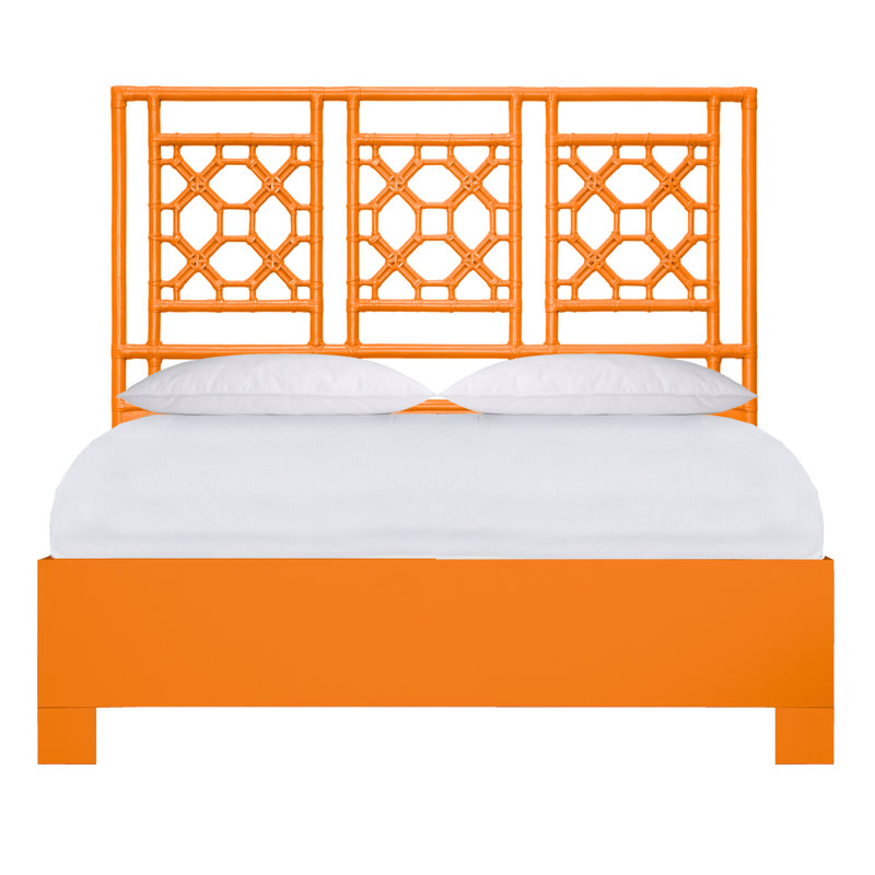 Lattice Back Platform Bed, Queen, Citrus Orange