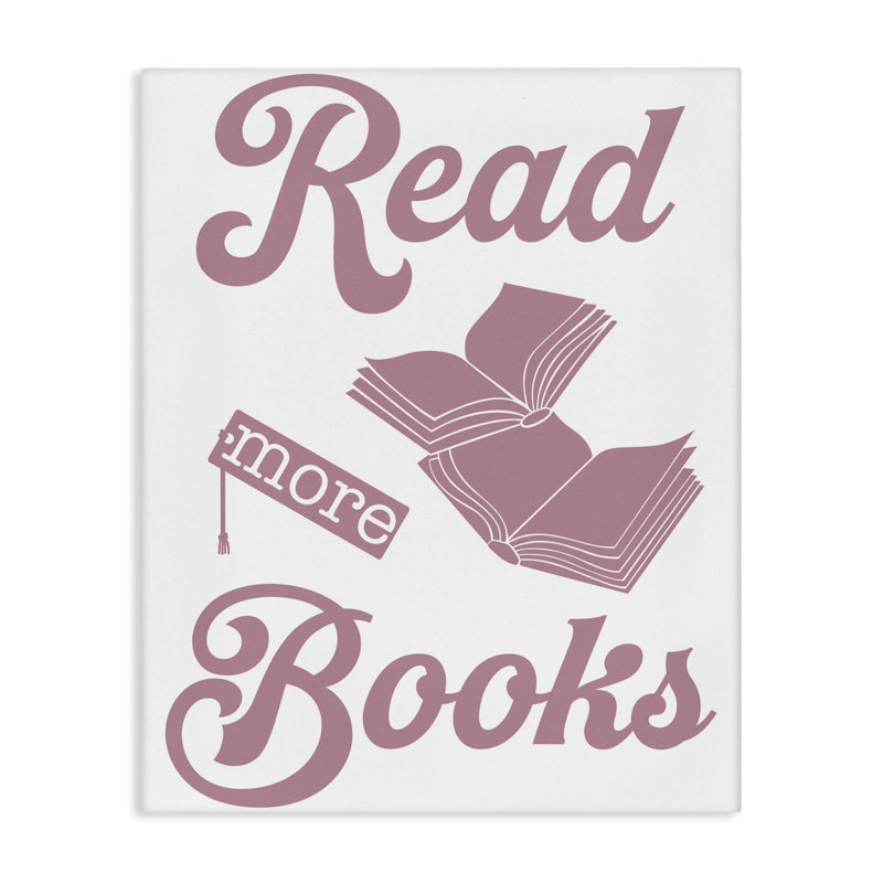 Lire plus de livres, toile rose, design par Marcus Prime, H 30 po x l 24 po