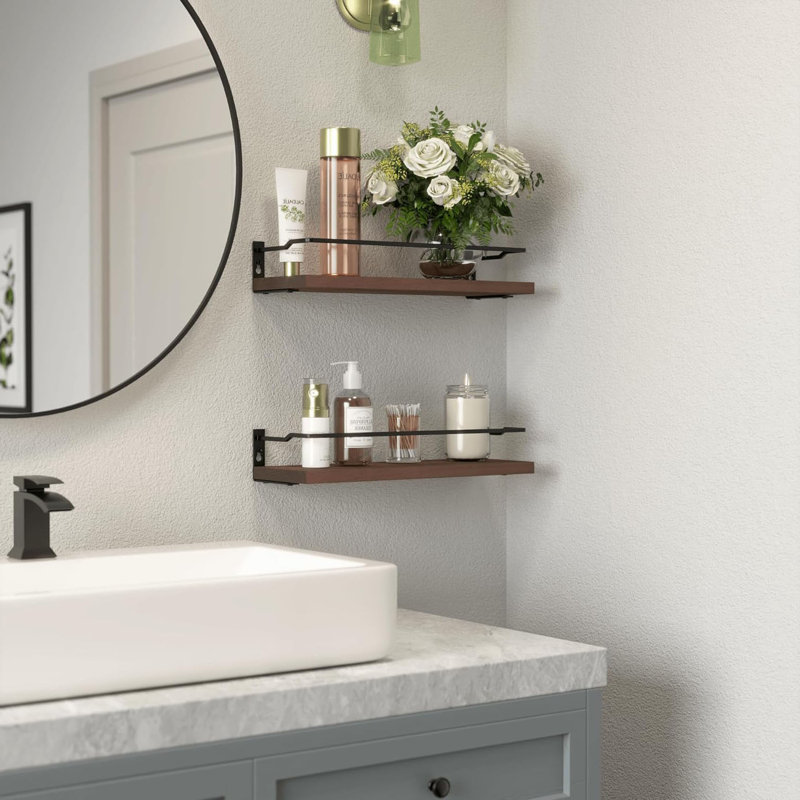 Haddam Bathroom Shelves, Light Brown, 4