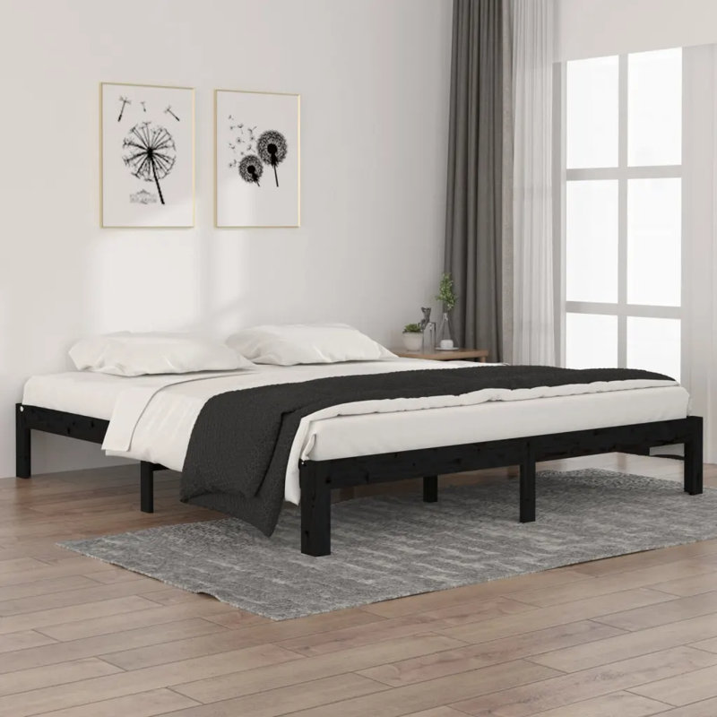 Bed Frame Solid Wood, Super King (6'), Natural