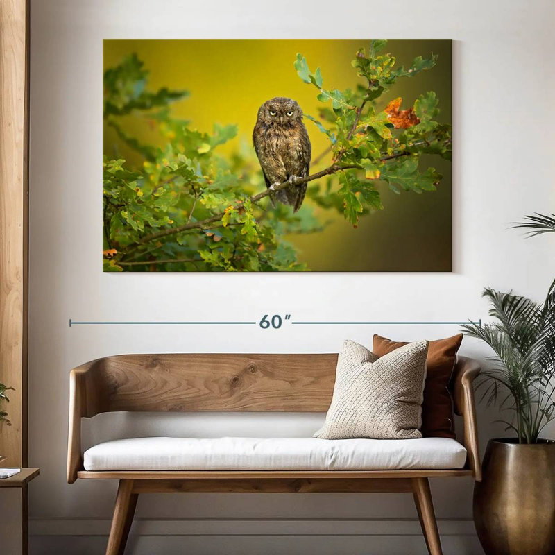 Owl Perching On Tree, 34" H x 51" W
