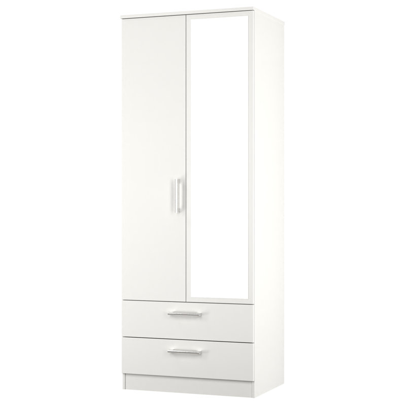 Beraud 2 Door 2 Drawer Mirrored Robe , 196'' H x 74'' W x 53'' D, Grey Matt