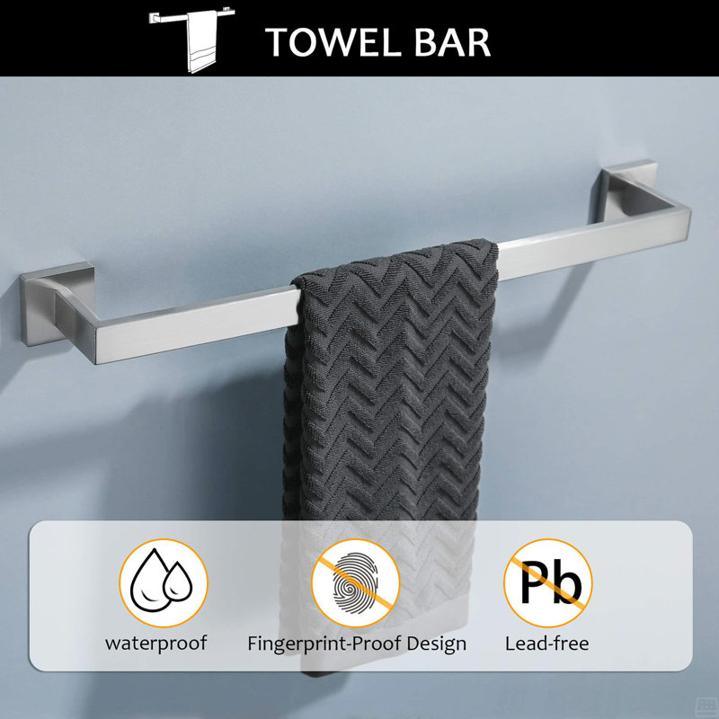 5 Pieces Bathroom Hardware Accessories Set Towel Bar Set Wall Mounted,Stainless Steel, Brushed Nickel