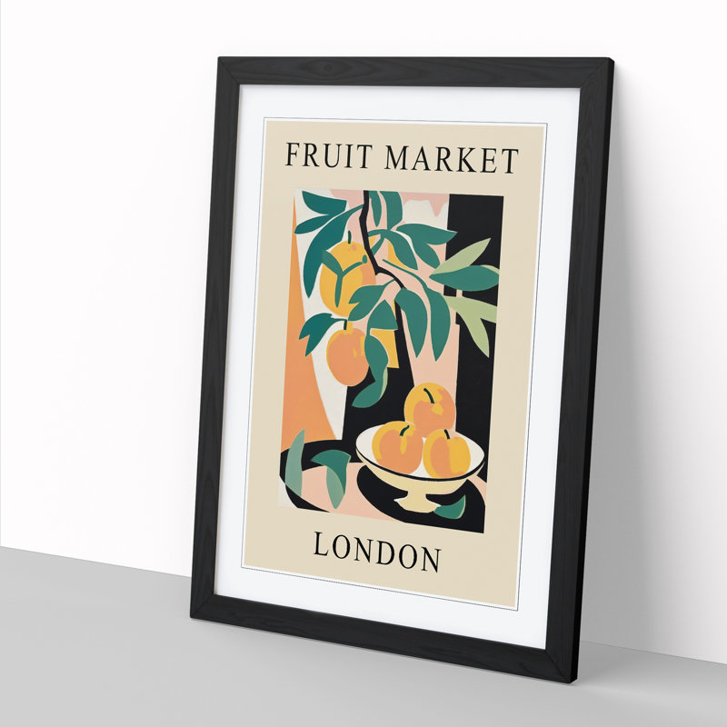 Peach London Fruit Market Exhibition - Framed Print, 64cm H x 46cm W x 2cm D