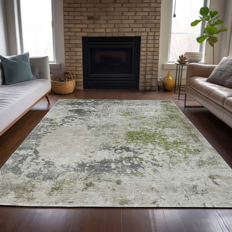 Machine Washable Indoor/Outdoor Xhevrie Linen Rug, Rectangle 9' x 12'