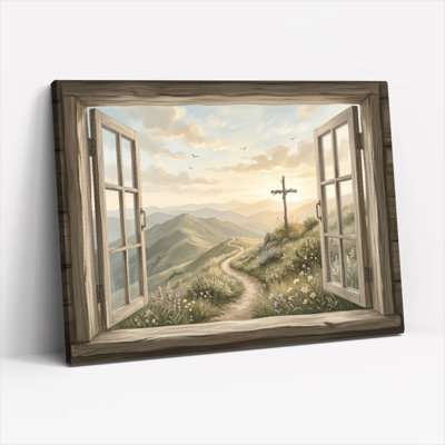 Ensemble de 1 tableau sur toile représentant un sentier de montagne