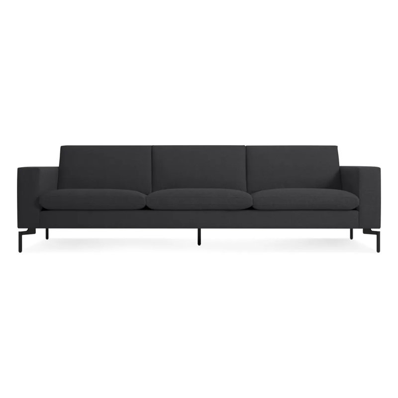 Nouveau canapé à accoudoirs carrés standard, H 32 po x l 104 po x P 35 po, Mélange de polyester Maharam Panda, Noir