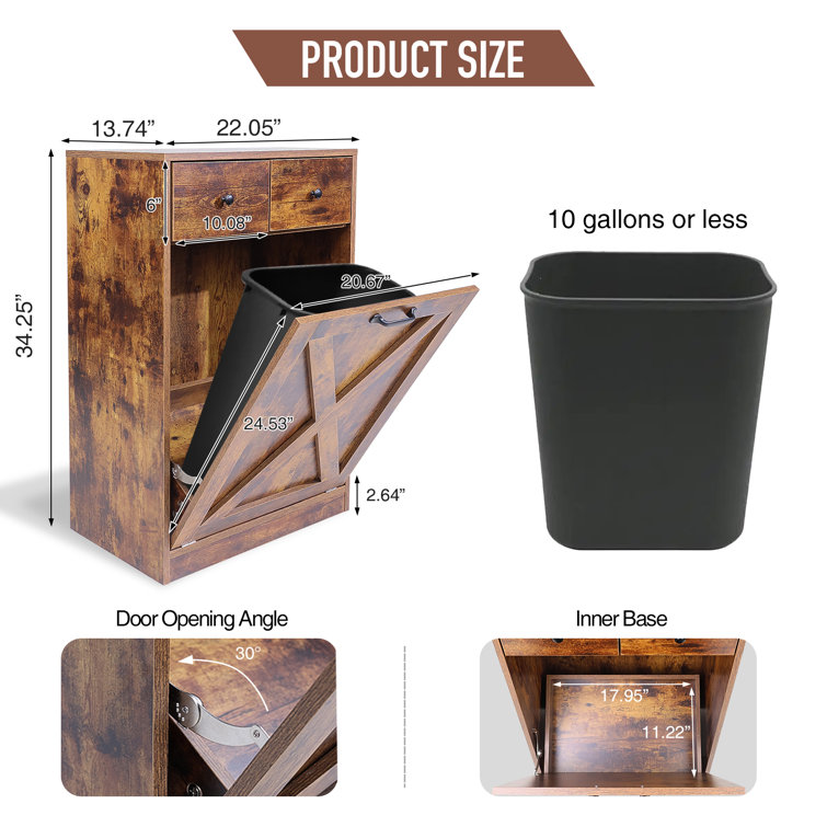 Rustic 30 Gallon Wood Trash Can