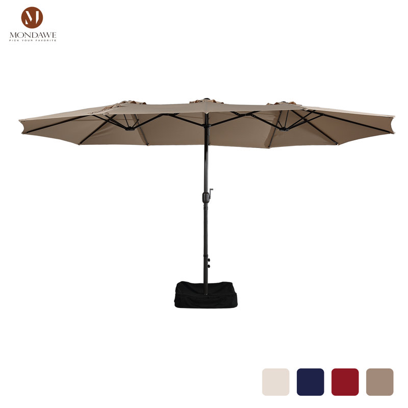 Tan Steel 15 ft Market Umbrella with Stand